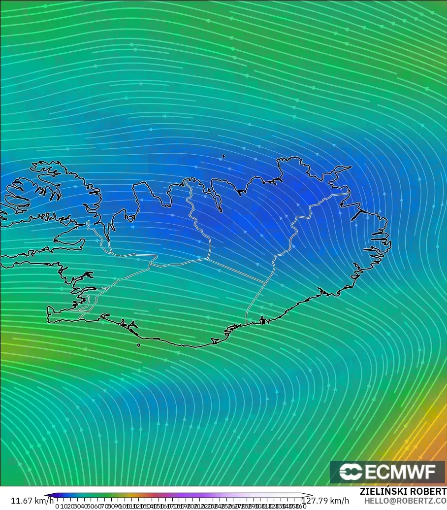 ECMWF IFS 0.25° modelo - Islandia, Viento a 300 hPa (corriente en chorro)