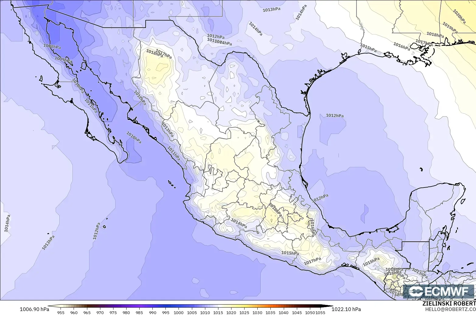 ECMWF IFS 0.25° modelo - México, Presión