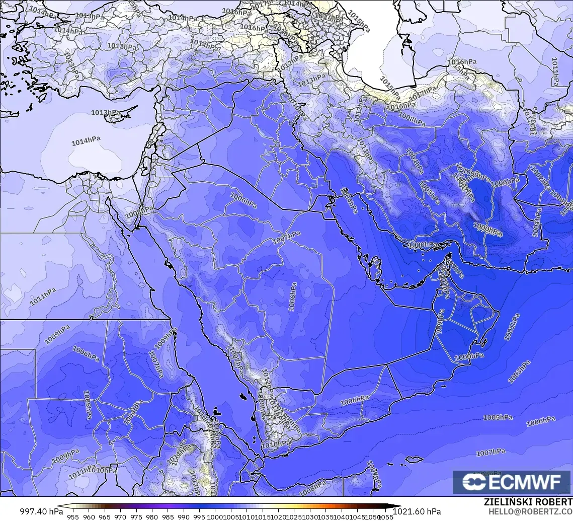 ECMWF IFS 0.25° modelo - Oriente Medio, Presión