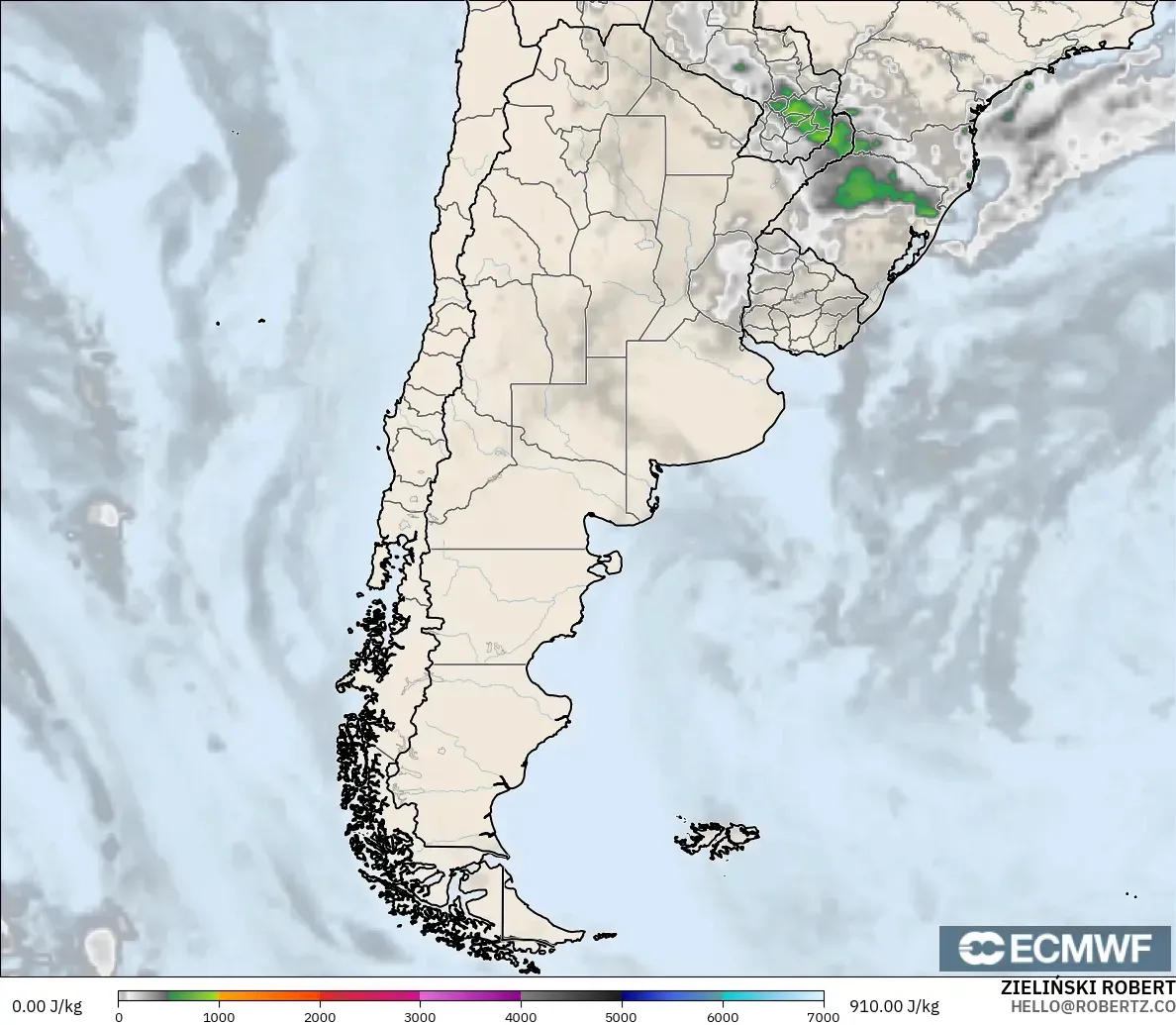 ECMWF IFS 0.25° modelo - Argentina, CAPE