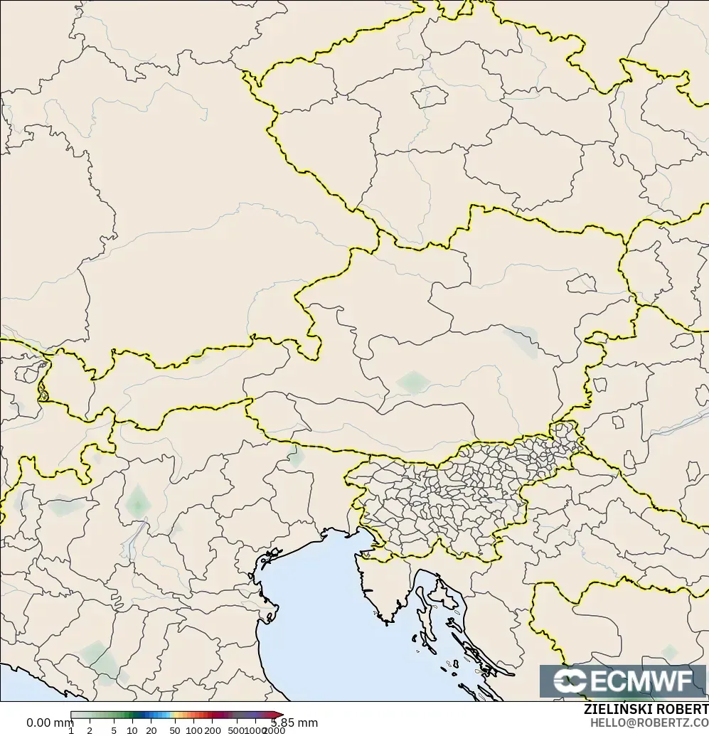 ECMWF IFS 0.25° modelo - Austria, Acumulación de precipitación