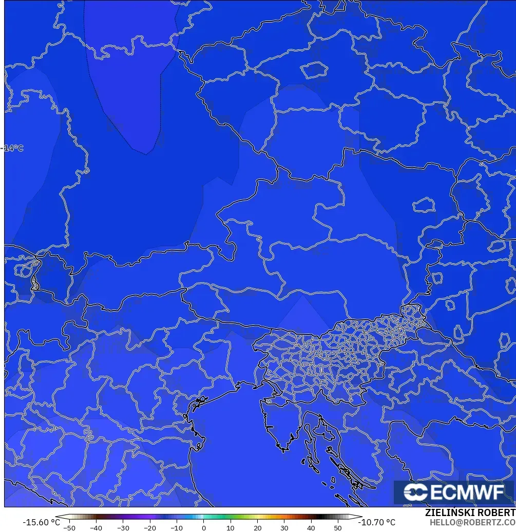 ECMWF IFS 0.25° modelo - Austria, Temperatura a 500 hPa