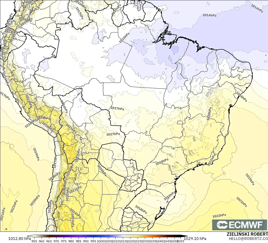 ECMWF IFS 0.25° modelo - Brasil, Presión