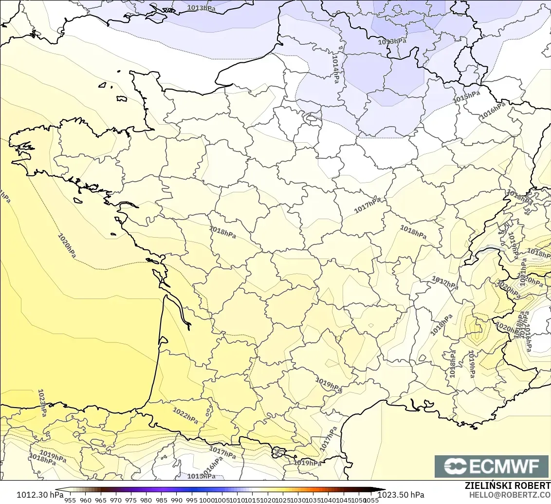ECMWF IFS 0.25° modelo - Francia, Presión
