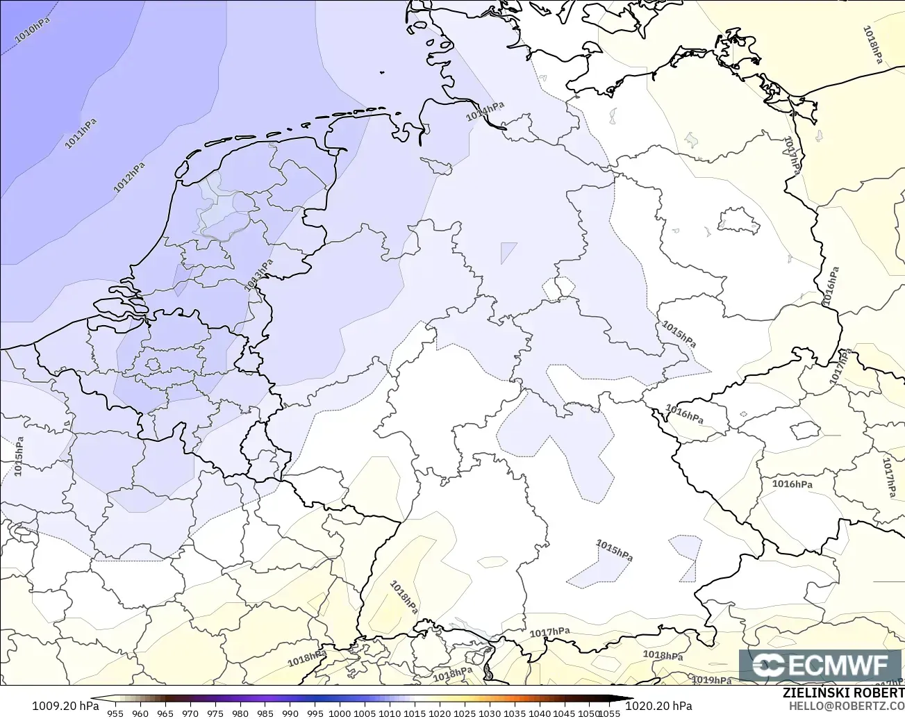 ECMWF IFS 0.25° modelo - Alemania, Presión