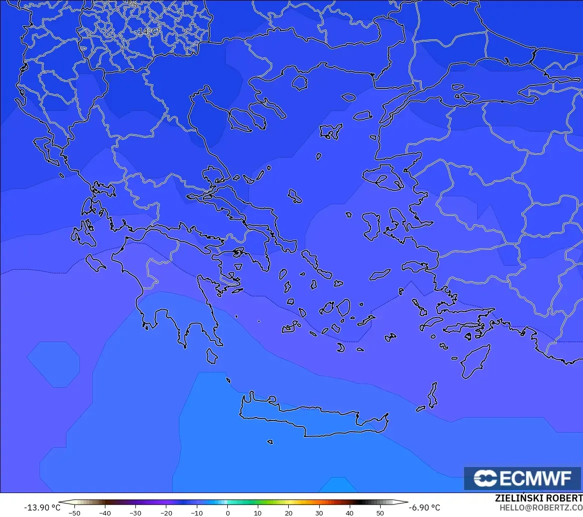 ECMWF IFS 0.25° modelo - Grecia, Temperatura a 500 hPa