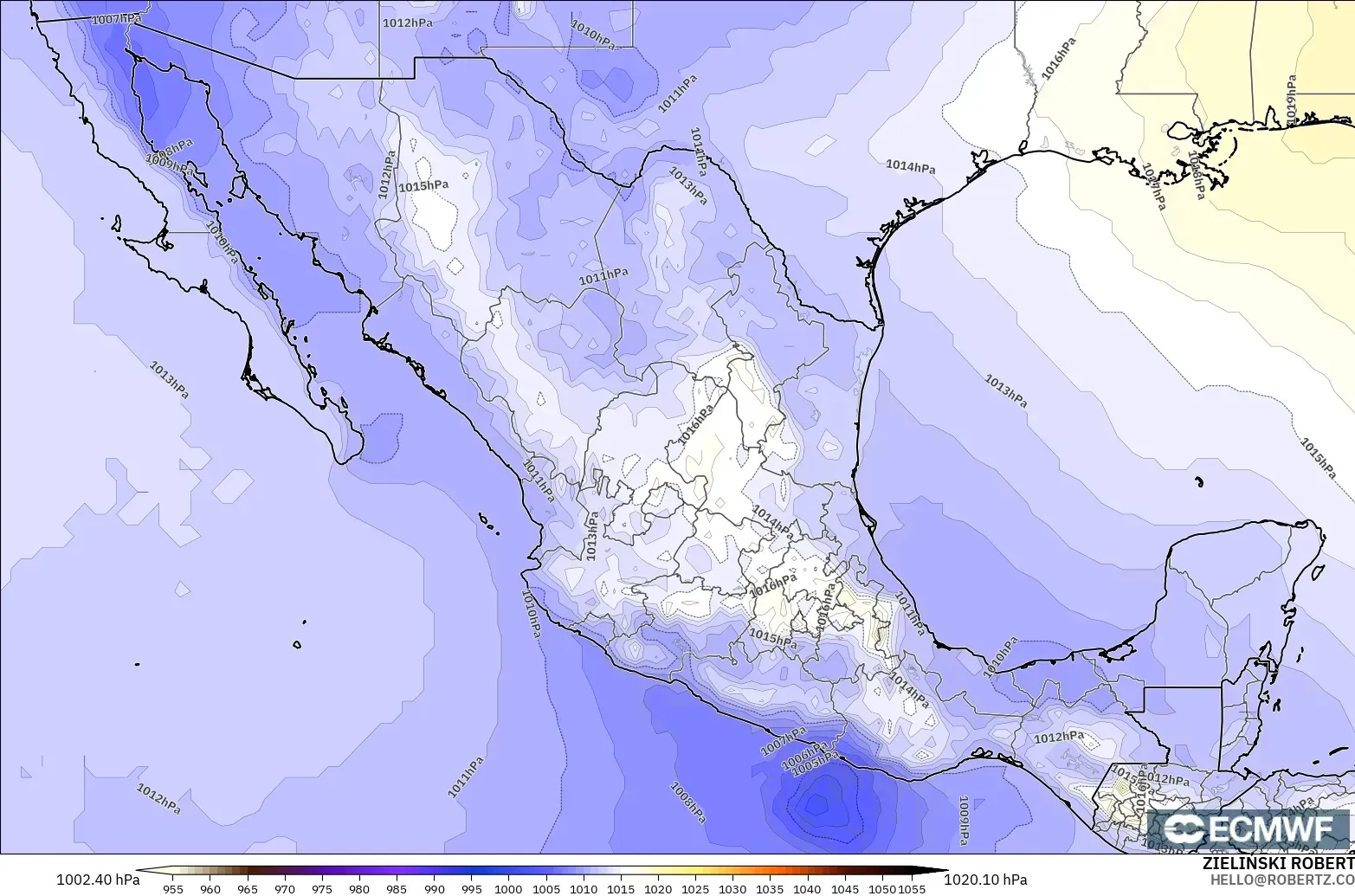 ECMWF IFS 0.25° modelo - México, Presión