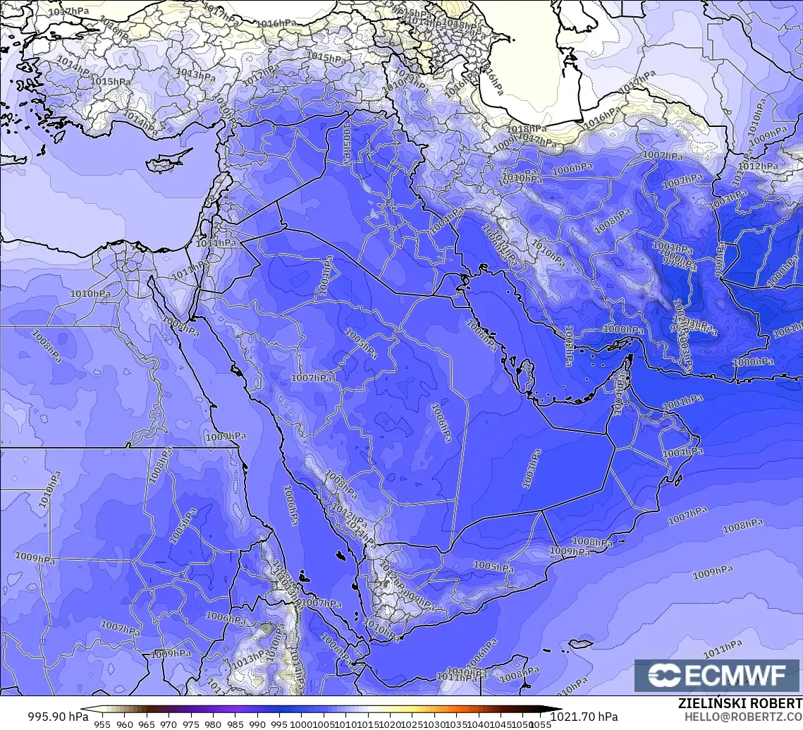 ECMWF IFS 0.25° modelo - Oriente Medio, Presión