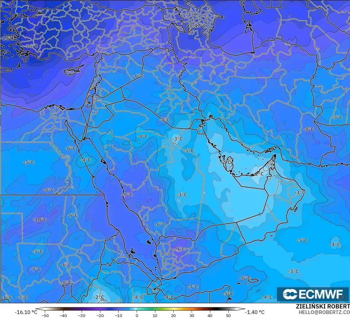 ECMWF IFS 0.25° modelo - Oriente Medio, Temperatura a 500 hPa