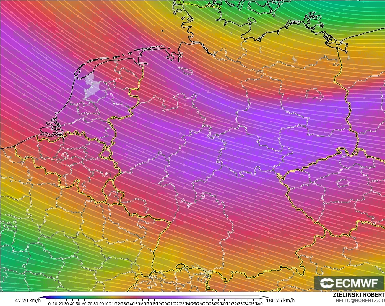 ECMWF IFS 0.25° modelo - Alemania, Viento a 300 hPa (corriente en chorro)