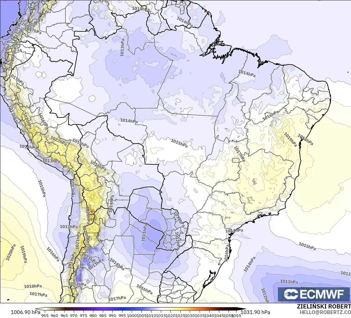 ECMWF IFS 0.25° modelo - Brasil, Presión
