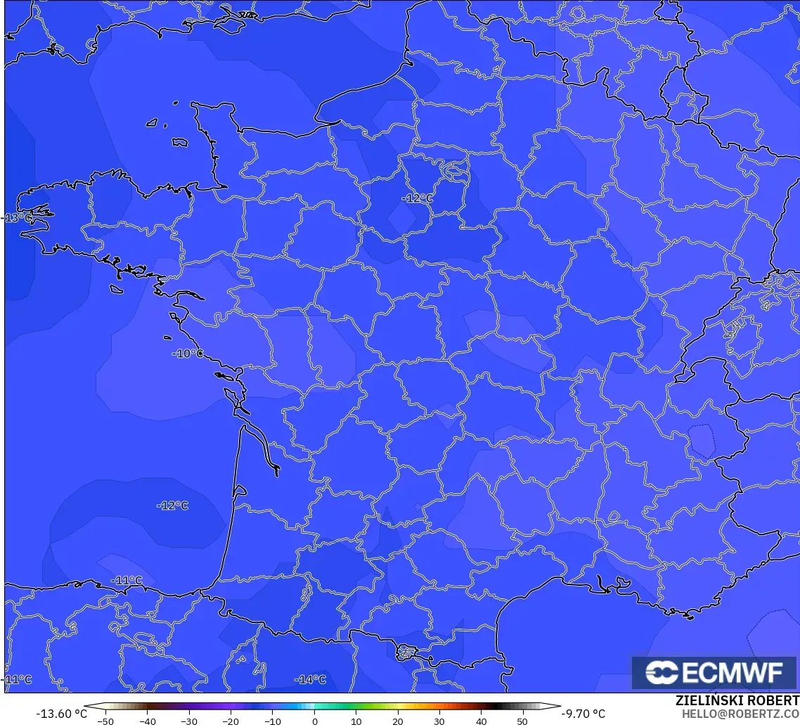 ECMWF IFS 0.25° modelo - Francia, Temperatura a 500 hPa