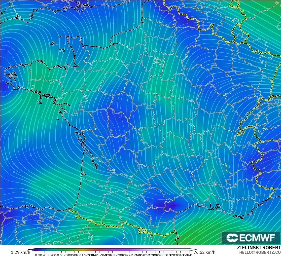 ECMWF IFS 0.25° modelo - Francia, Viento a 300 hPa (corriente en chorro)