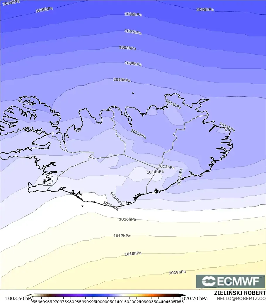 ECMWF IFS 0.25° modelo - Islandia, Presión