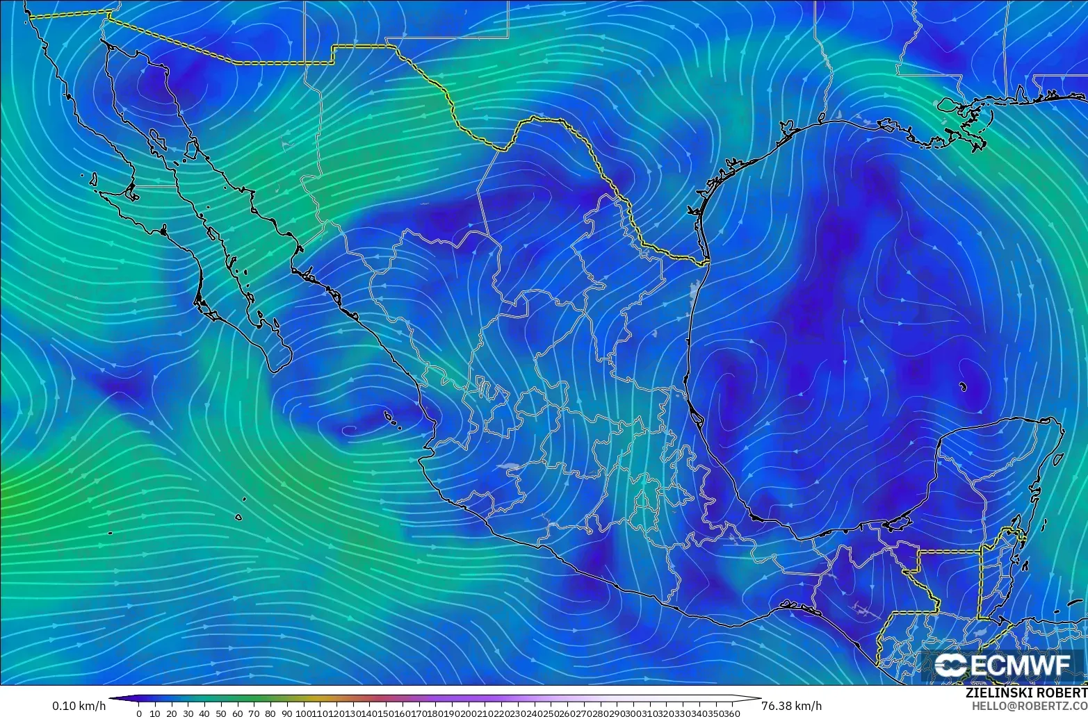ECMWF IFS 0.25° modelo - México, Viento a 300 hPa (corriente en chorro)