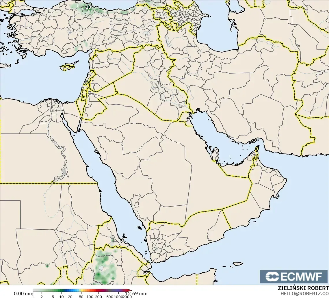 ECMWF IFS 0.25° modelo - Oriente Medio, Acumulación de precipitación