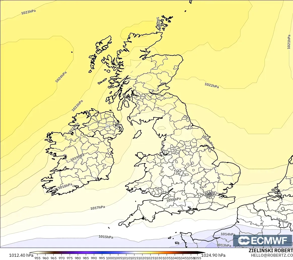 ECMWF IFS 0.25° modelo - Reino Unido, Presión