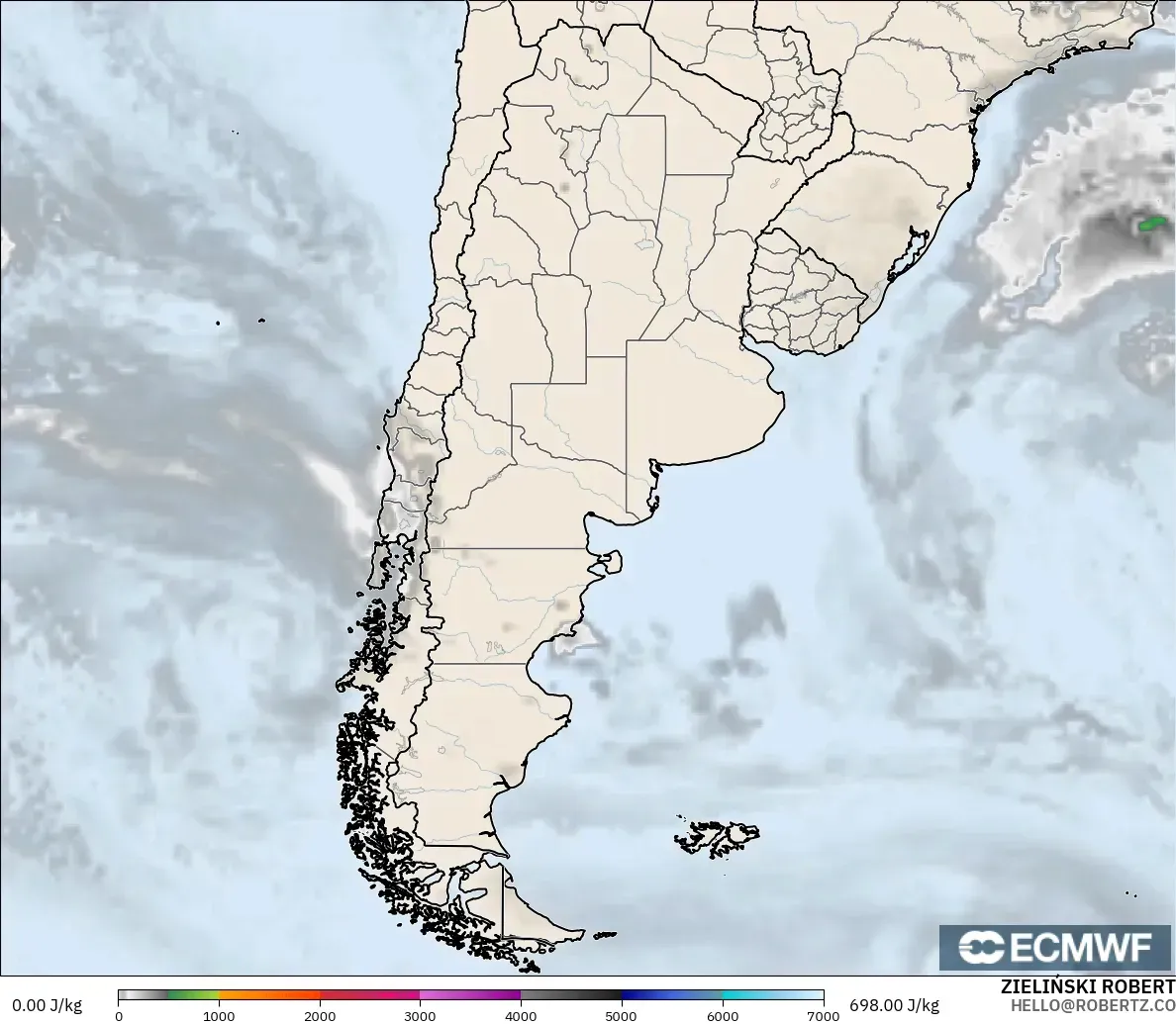 ECMWF IFS 0.25° modelo - Argentina, CAPE