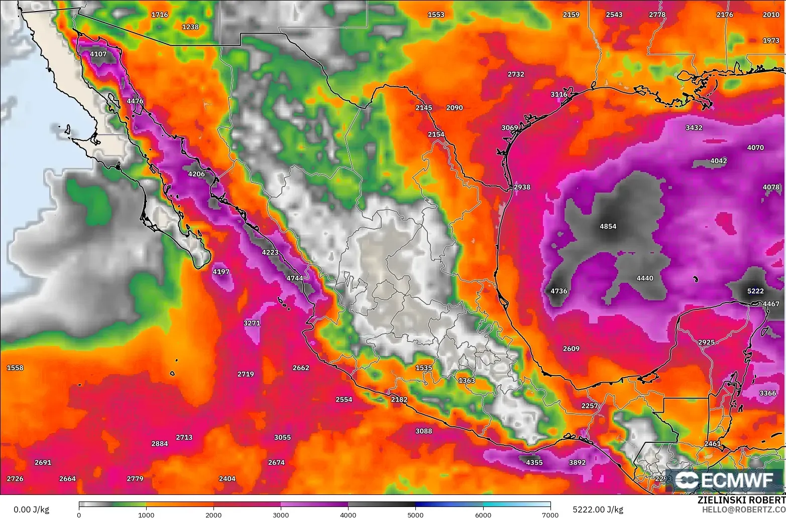 ECMWF IFS 0.25° modelo - México, CAPE