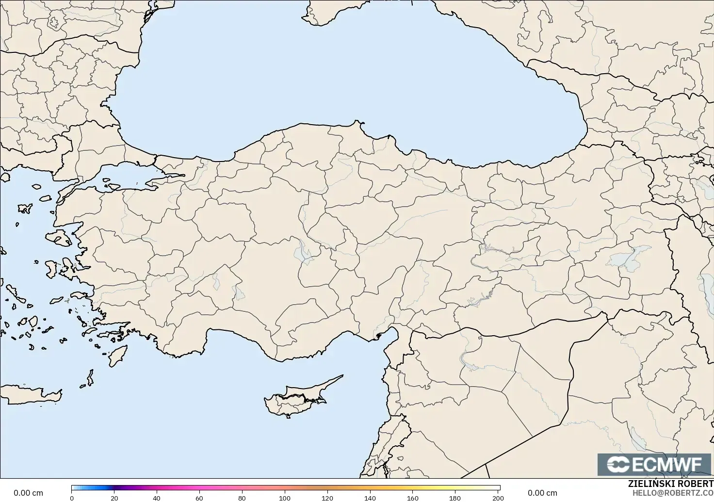 ECMWF IFS 0.25° modelo - Turquía, Profundidad de nieve