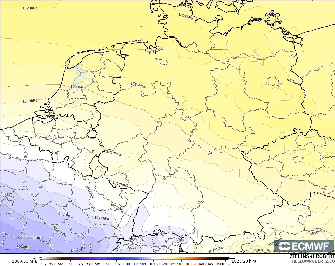 ECMWF IFS 0.25° modelo - Alemania, Presión