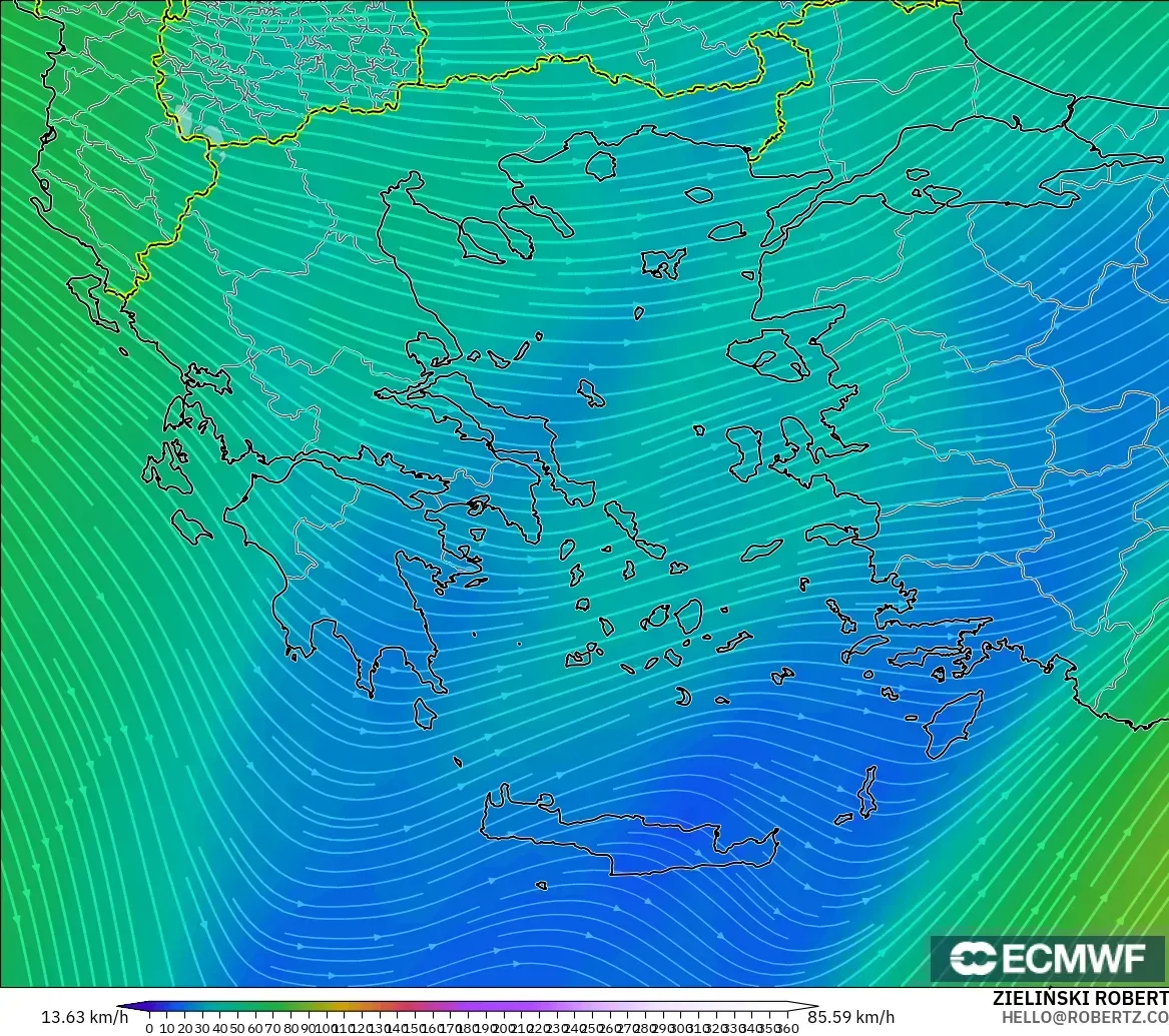 ECMWF IFS 0.25° modelo - Grecia, Viento a 300 hPa (corriente en chorro)