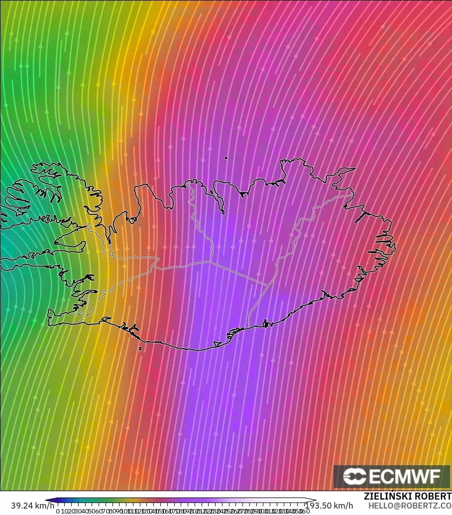 ECMWF IFS 0.25° modelo - Islandia, Viento a 300 hPa (corriente en chorro)