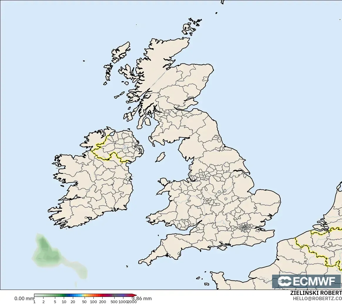 ECMWF IFS 0.25° modelo - Reino Unido, Acumulación de precipitación