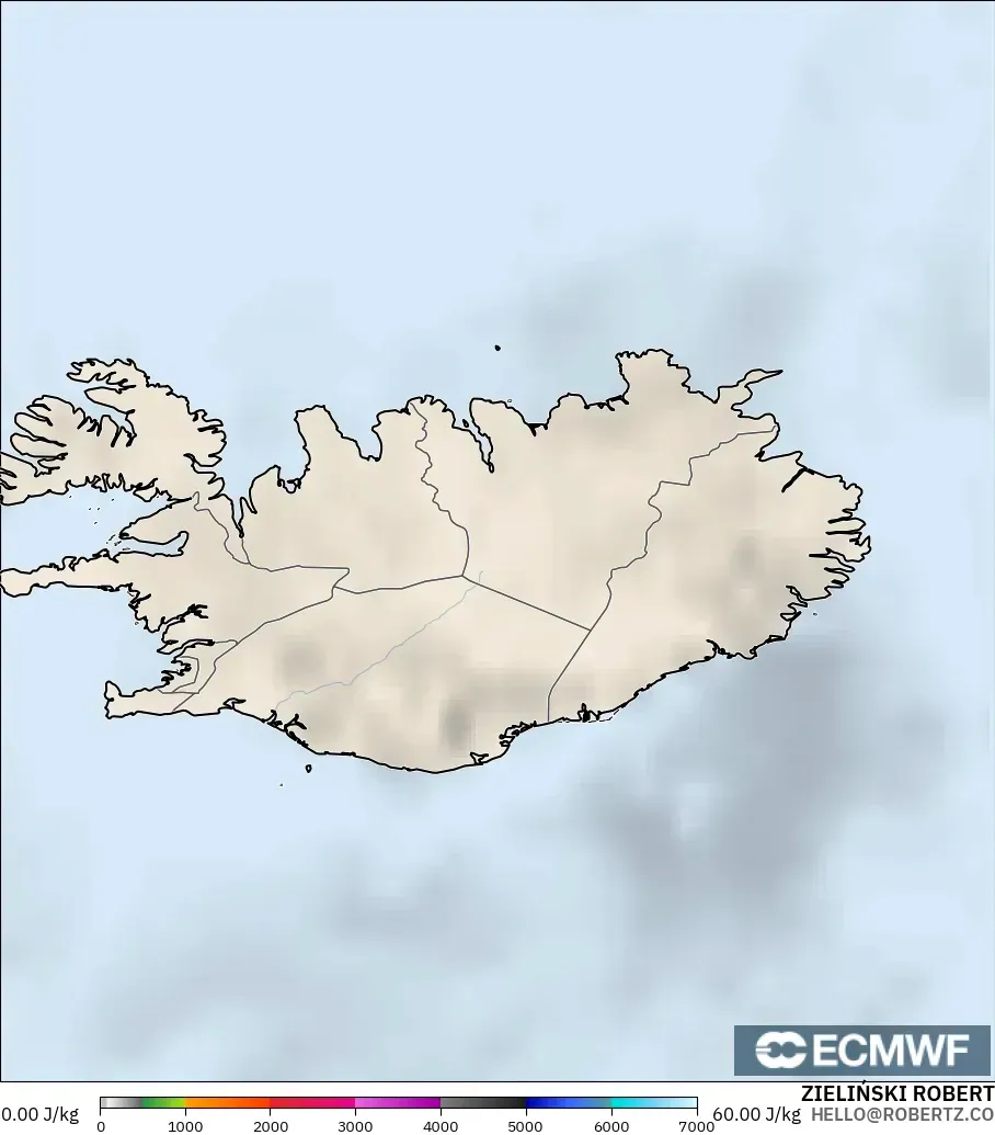 ECMWF IFS 0.25° modelo - Islandia, CAPE
