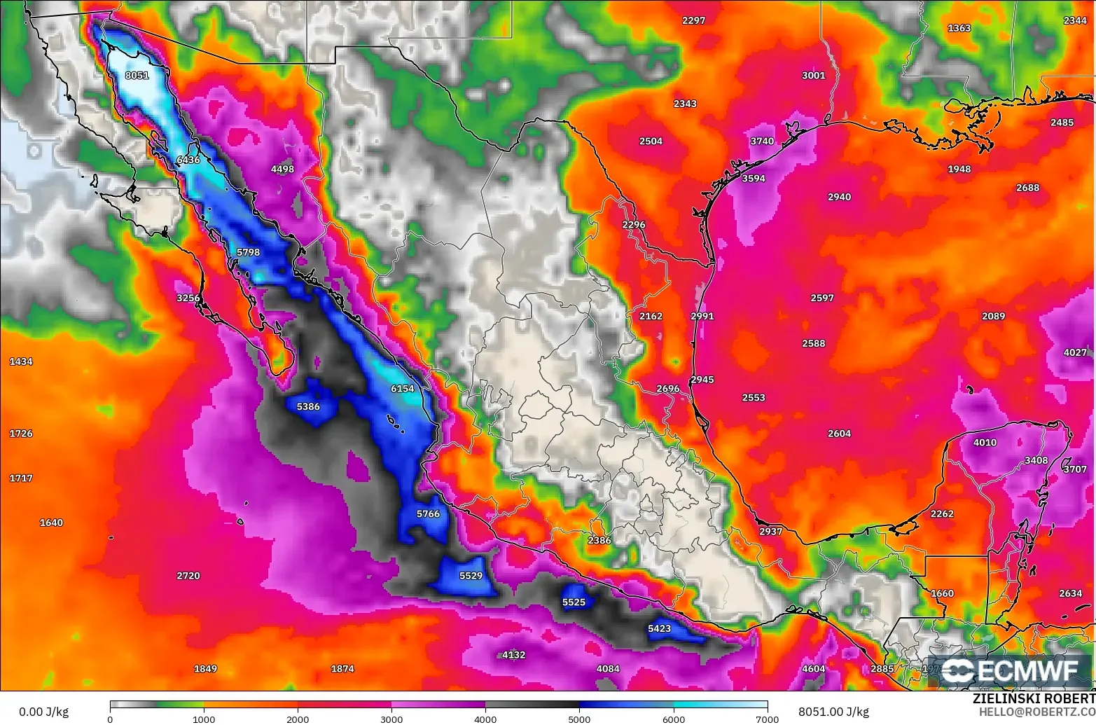 ECMWF IFS 0.25° modelo - México, CAPE