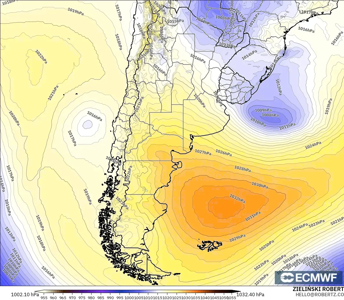 ECMWF IFS 0.25° modelo - Argentina, Presión