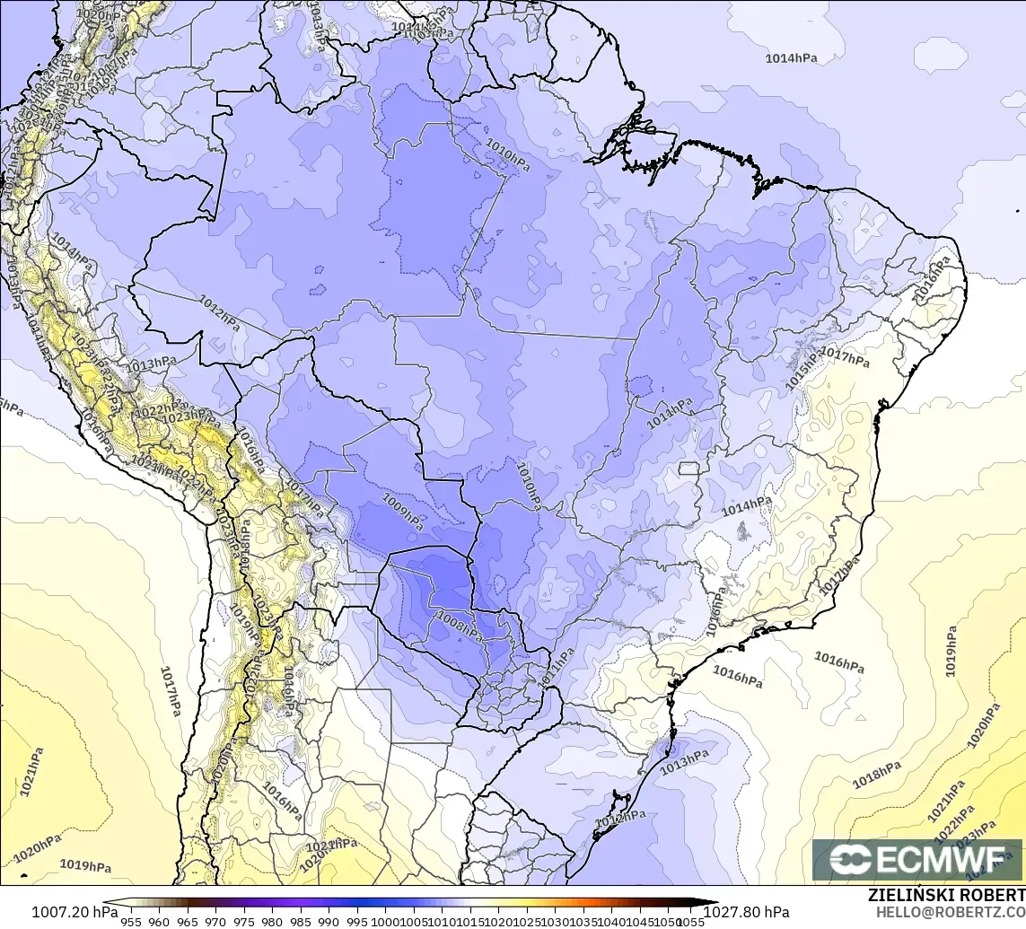 ECMWF IFS 0.25° modelo - Brasil, Presión