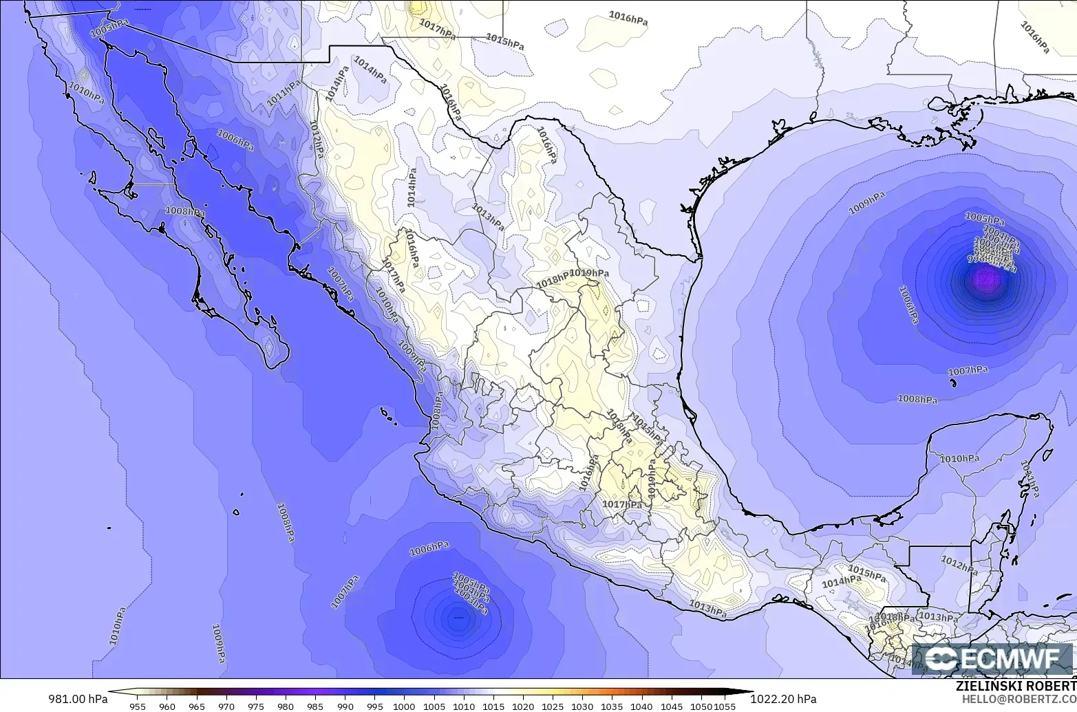 ECMWF IFS 0.25° modelo - México, Presión