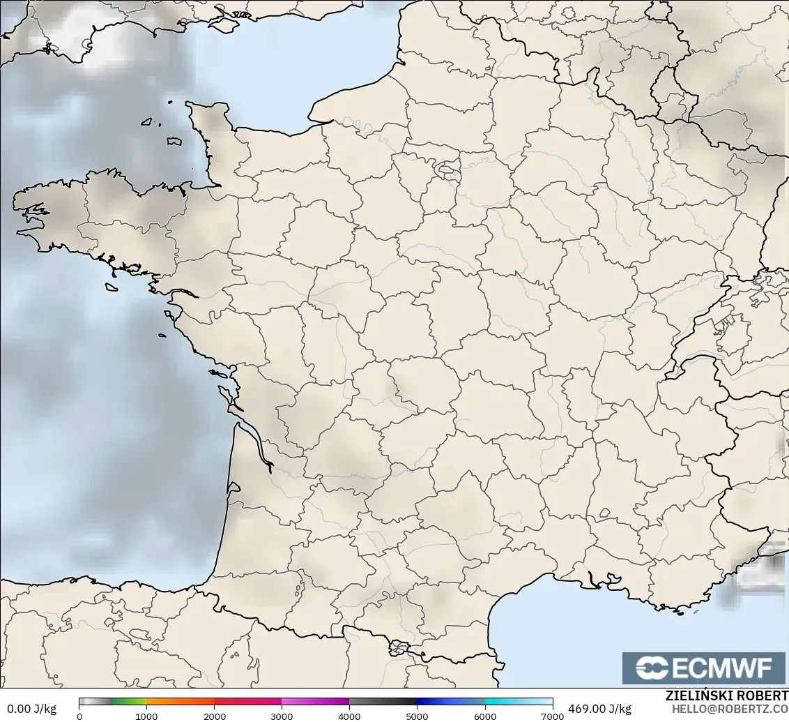 ECMWF IFS 0.25° modelo - Francia, CAPE