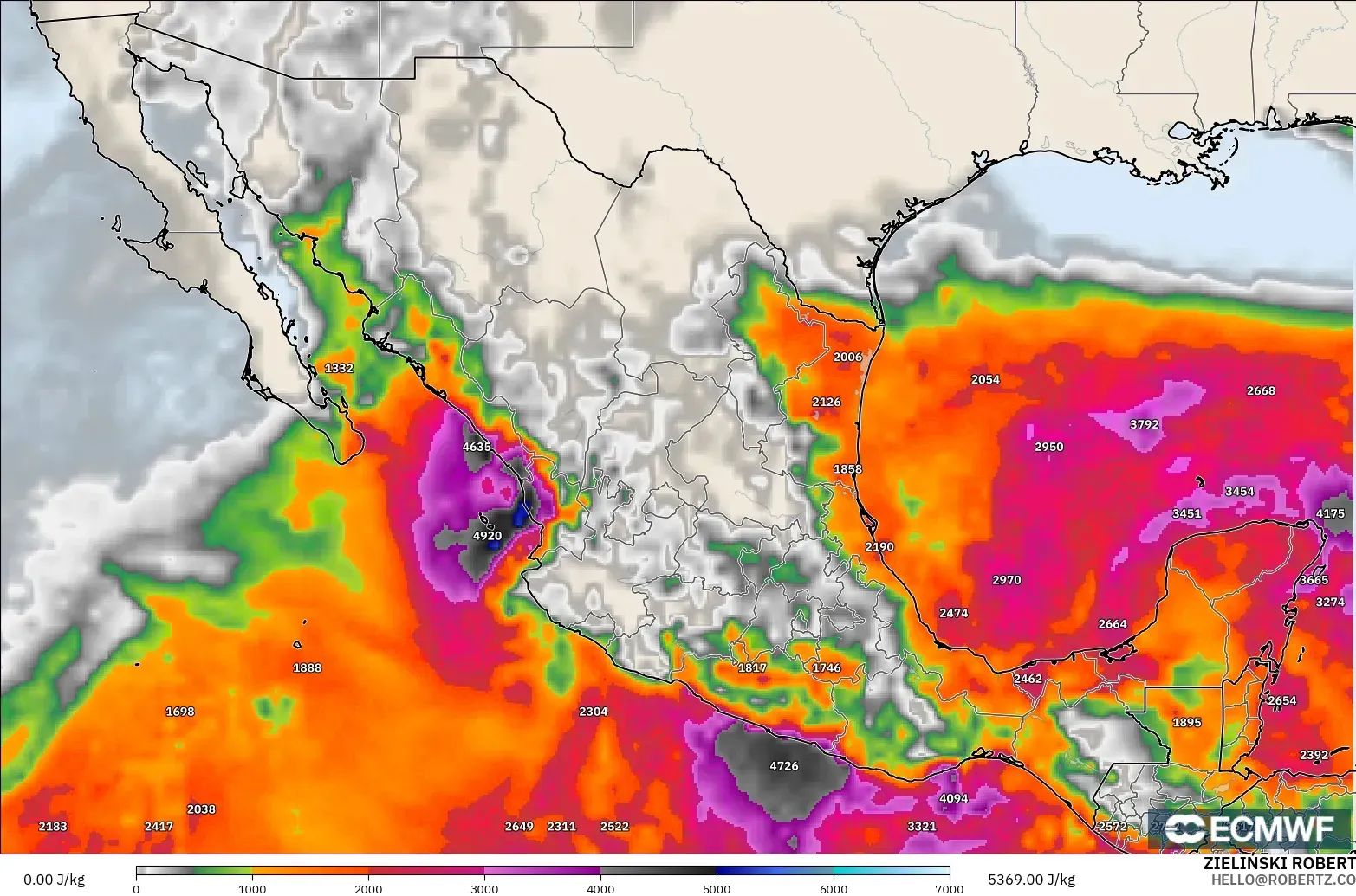 ECMWF IFS 0.25° modelo - México, CAPE