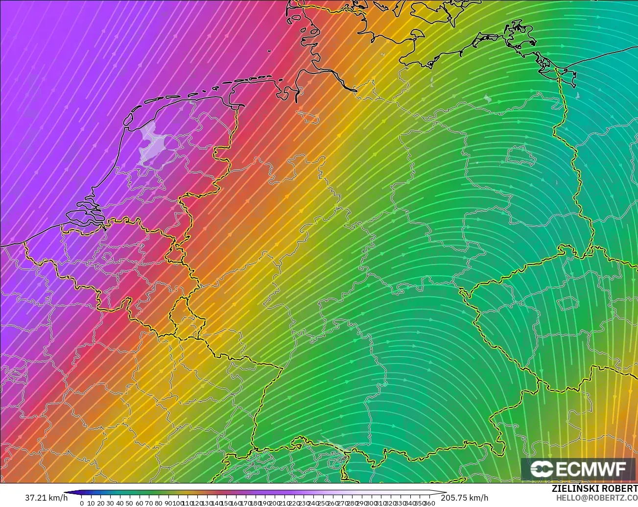 ECMWF IFS 0.25° modelo - Alemania, Viento a 300 hPa (corriente en chorro)