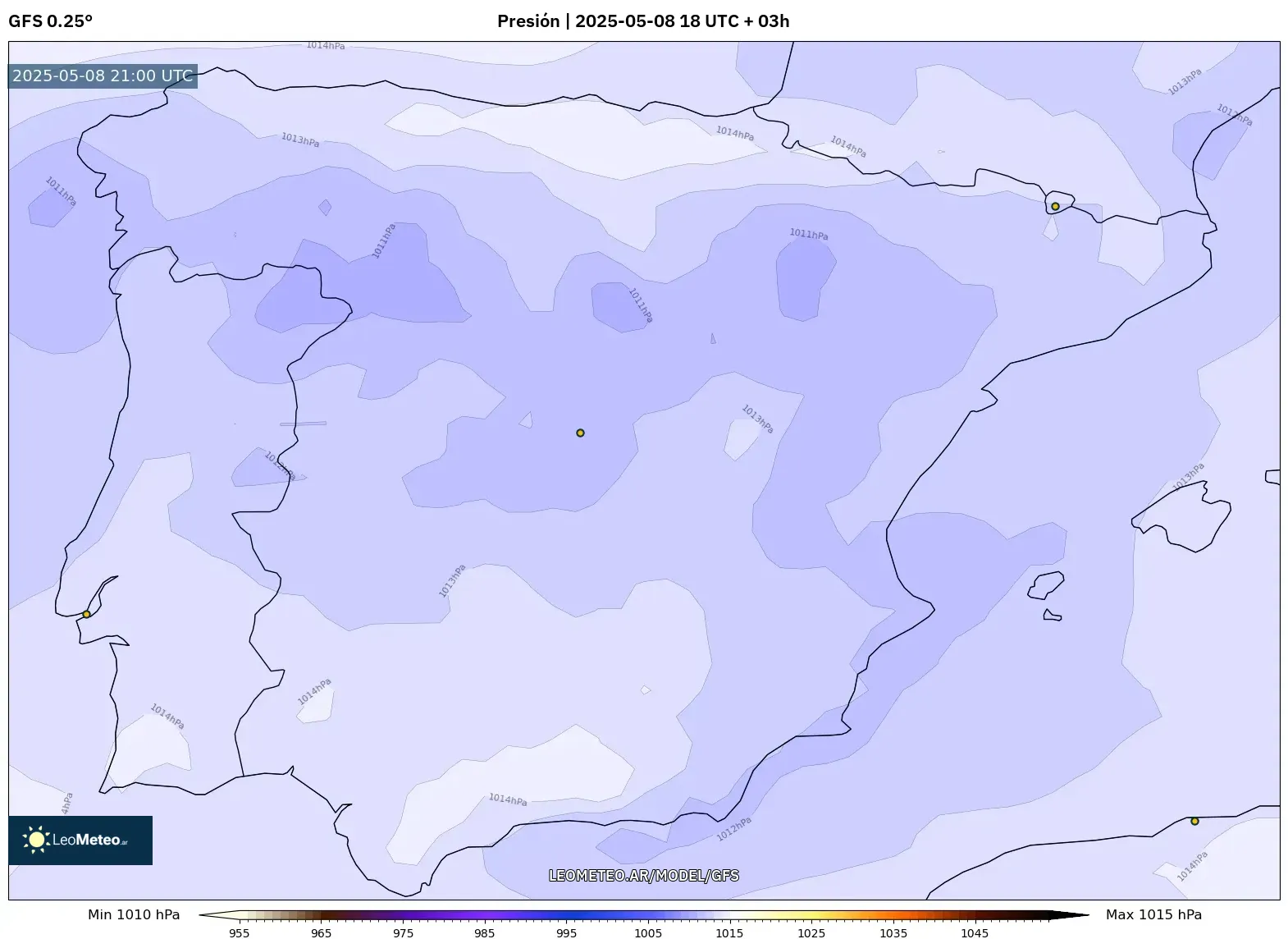 GFS - España, Presión GFS - España, Presión
