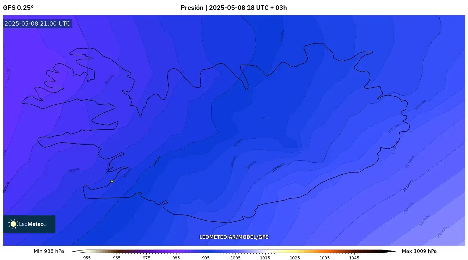 GFS - Islandia, Presión GFS - Islandia, Presión