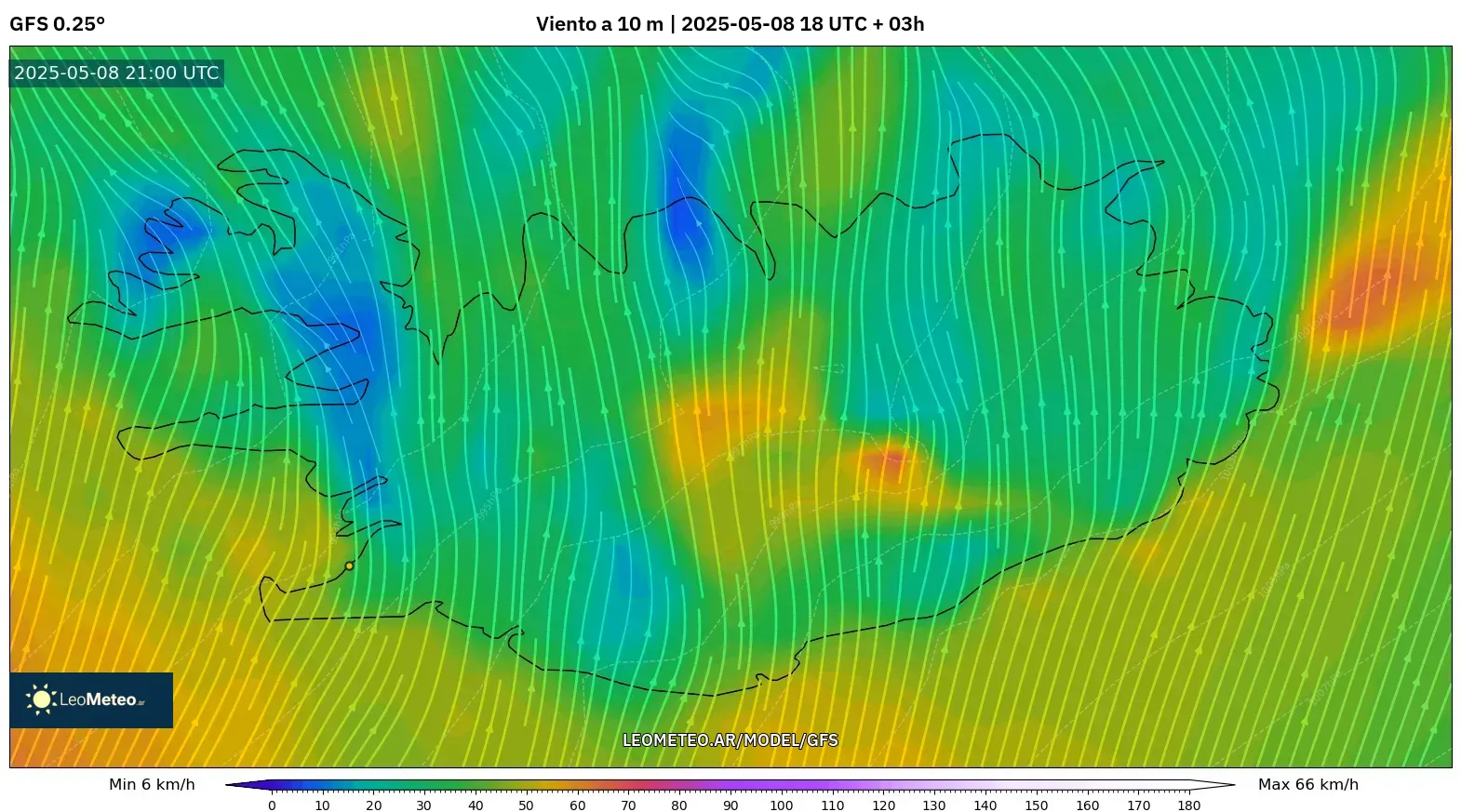 GFS - Islandia, Viento a 10 m GFS - Islandia, Viento a 10 m