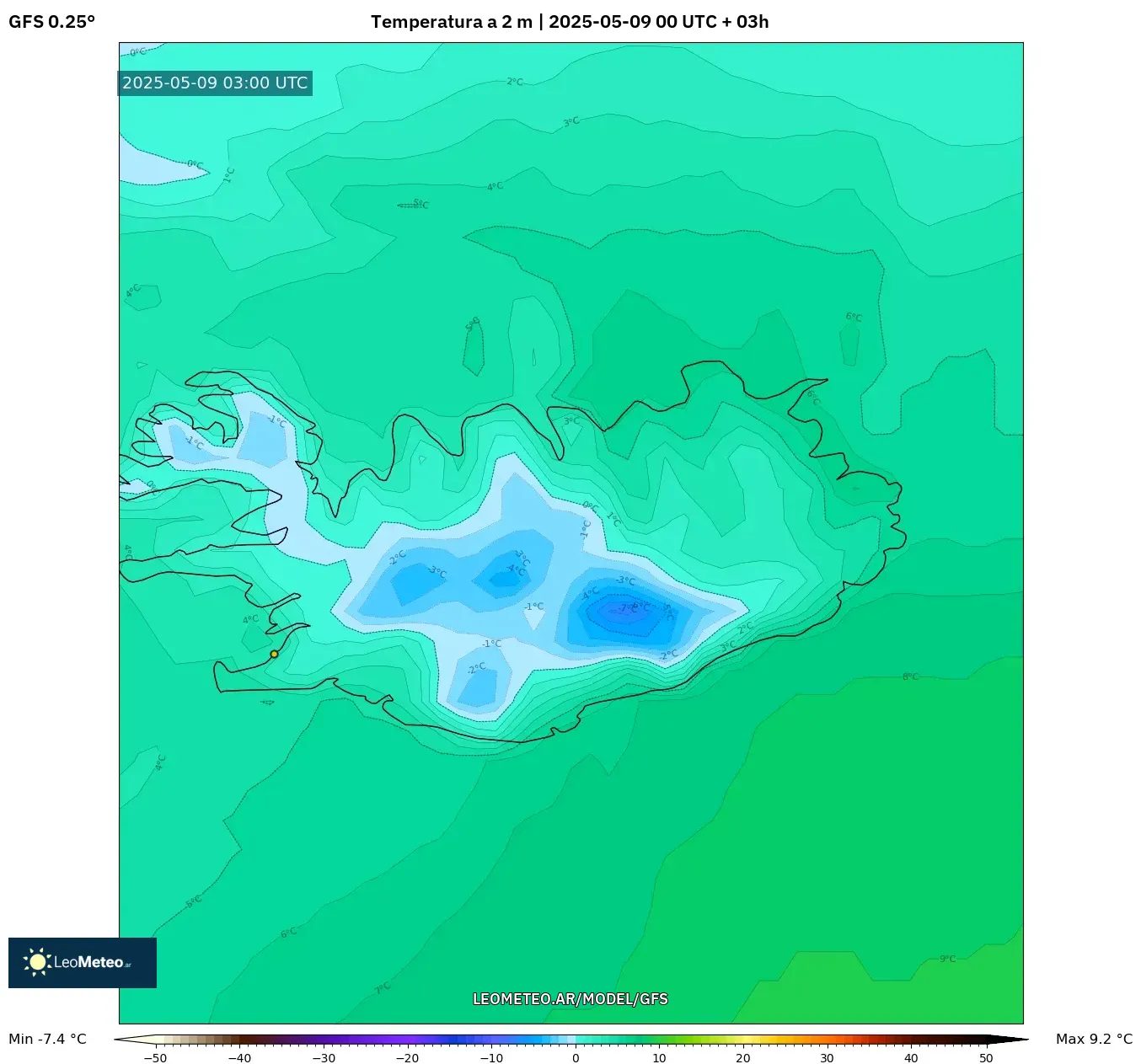 GFS - Argentina, Temperatura a 2 m GFS - Argentina, Temperatura a 2 m