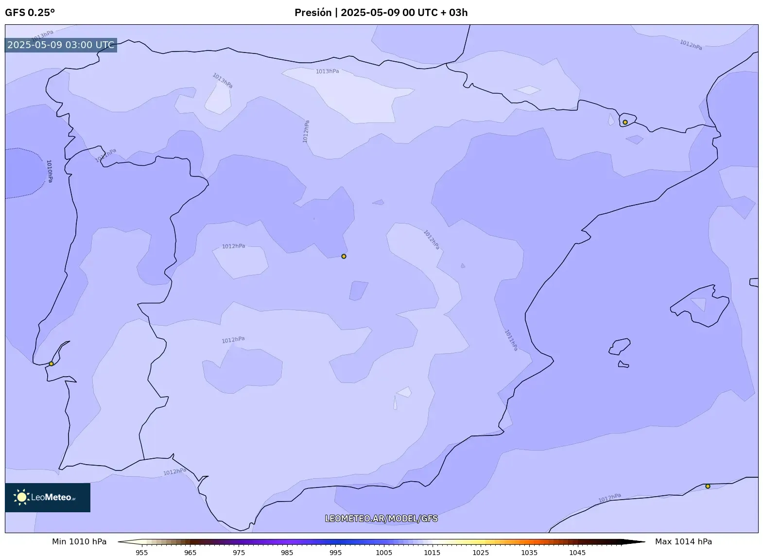 GFS - España, Presión GFS - España, Presión