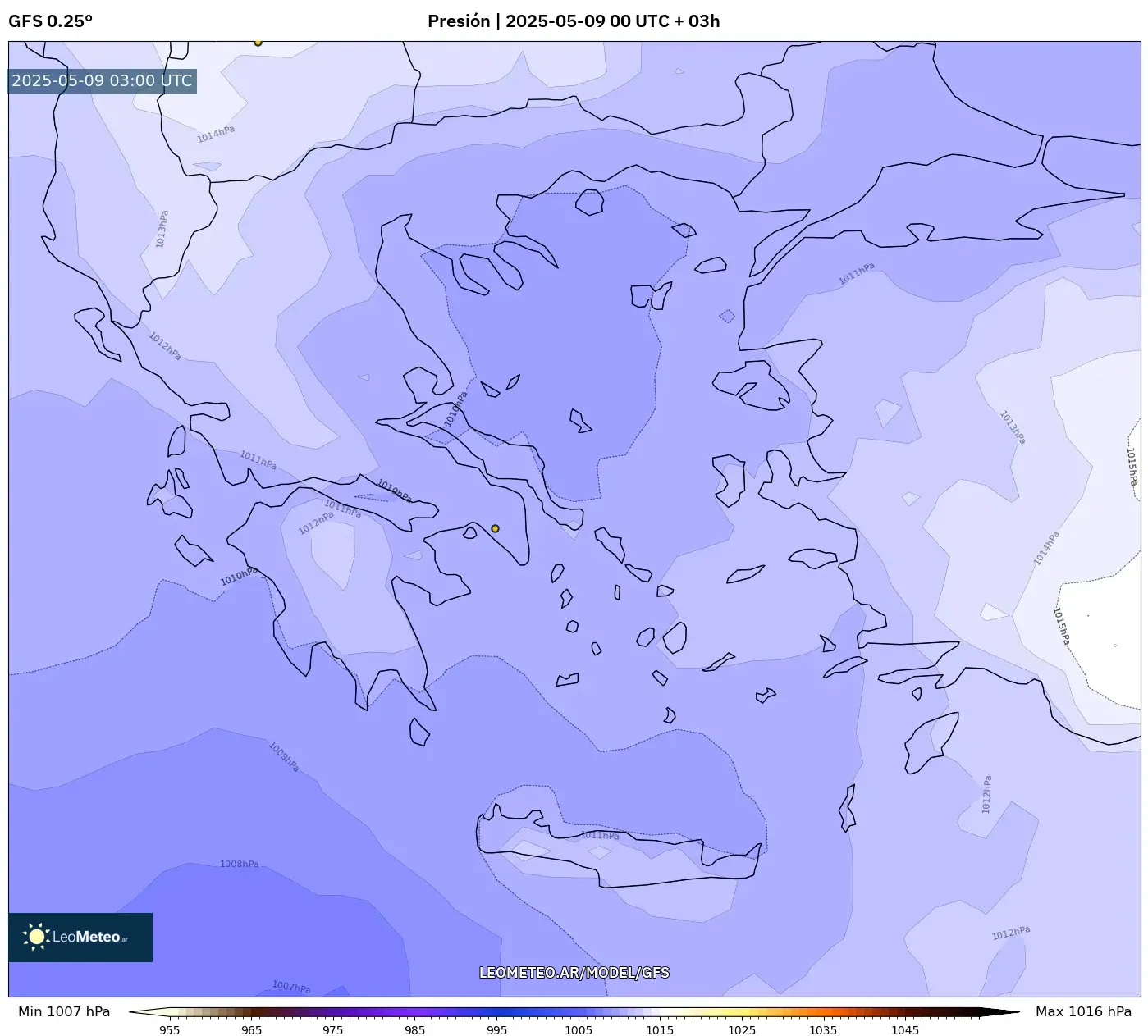 GFS - Grecia, Presión GFS - Grecia, Presión