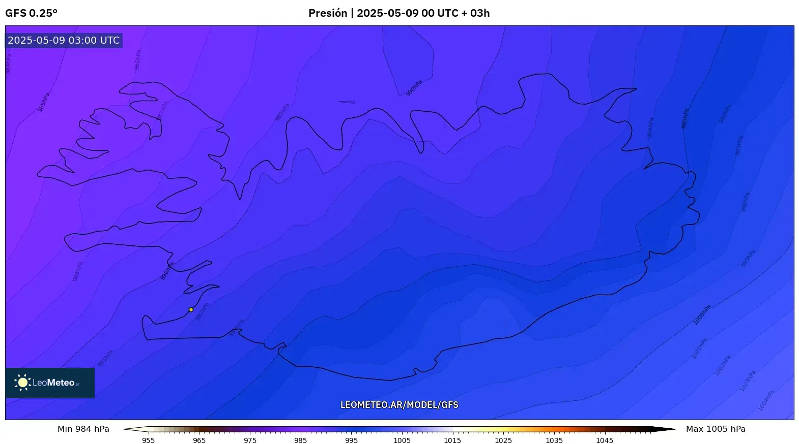 GFS - Islandia, Presión GFS - Islandia, Presión