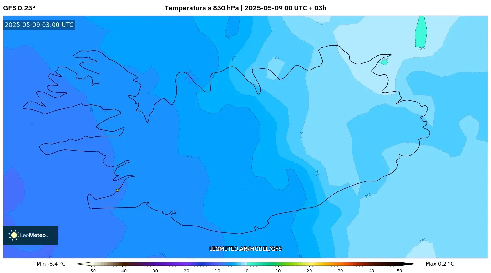 GFS - Islandia, Temperatura a 850 hPa GFS - Islandia, Temperatura a 850 hPa