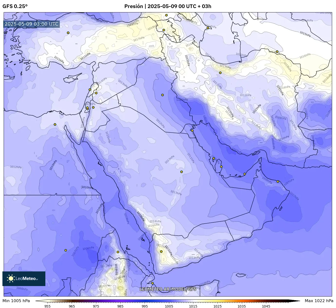 GFS - Oriente Medio, Presión GFS - Oriente Medio, Presión