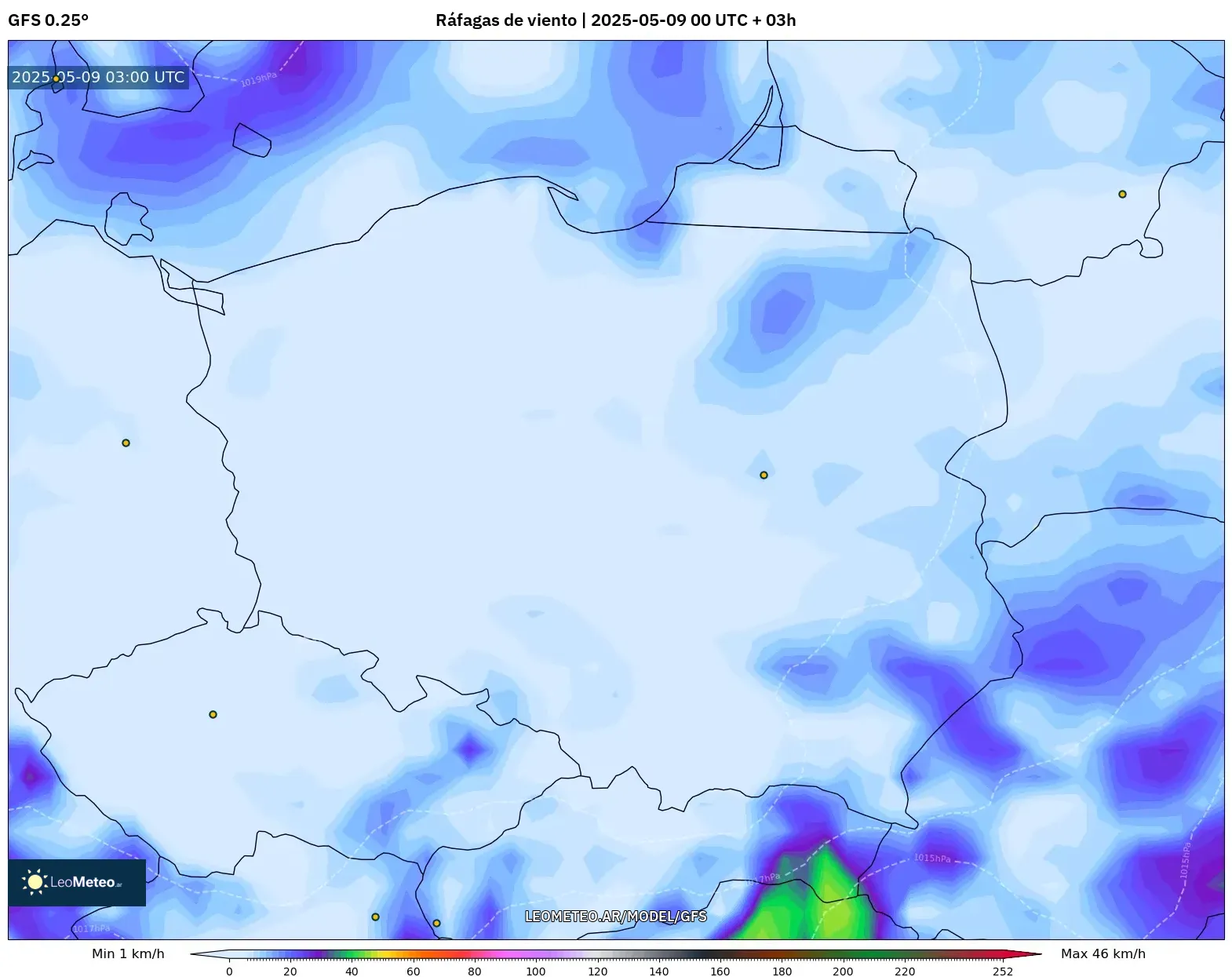 GFS - Polonia, Ráfagas de viento GFS - Polonia, Ráfagas de viento