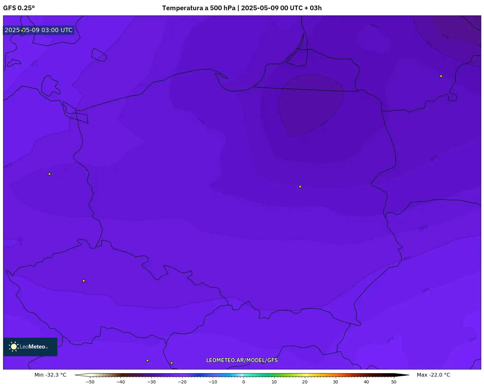 GFS - Polonia, Temperatura a 500 hPa GFS - Polonia, Temperatura a 500 hPa