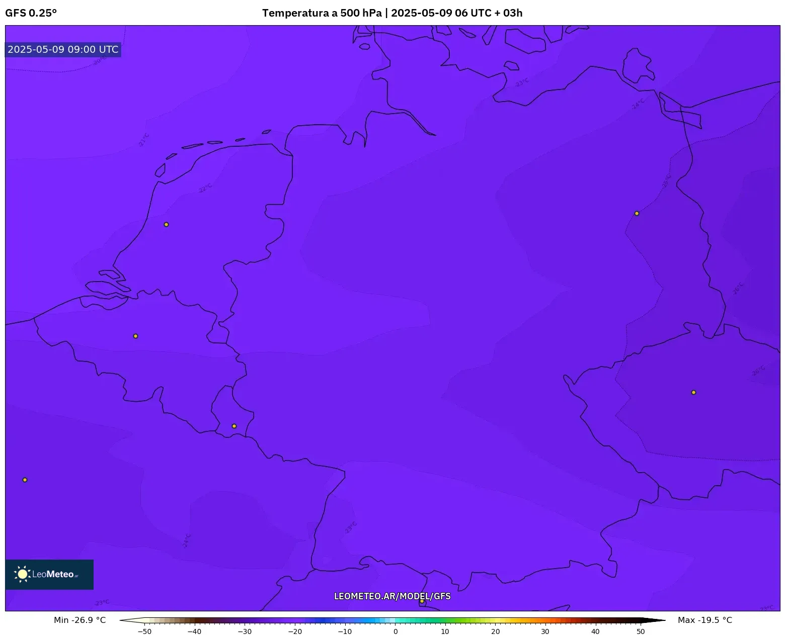 GFS - Alemania, Temperatura a 500 hPa GFS - Alemania, Temperatura a 500 hPa