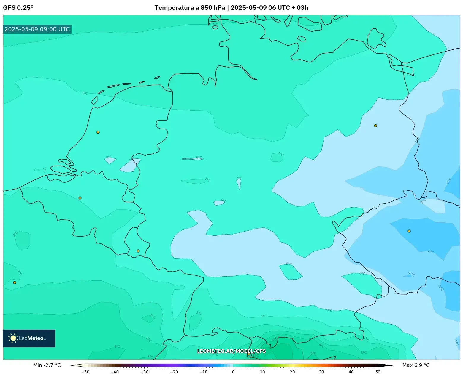 GFS - Alemania, Temperatura a 850 hPa GFS - Alemania, Temperatura a 850 hPa
