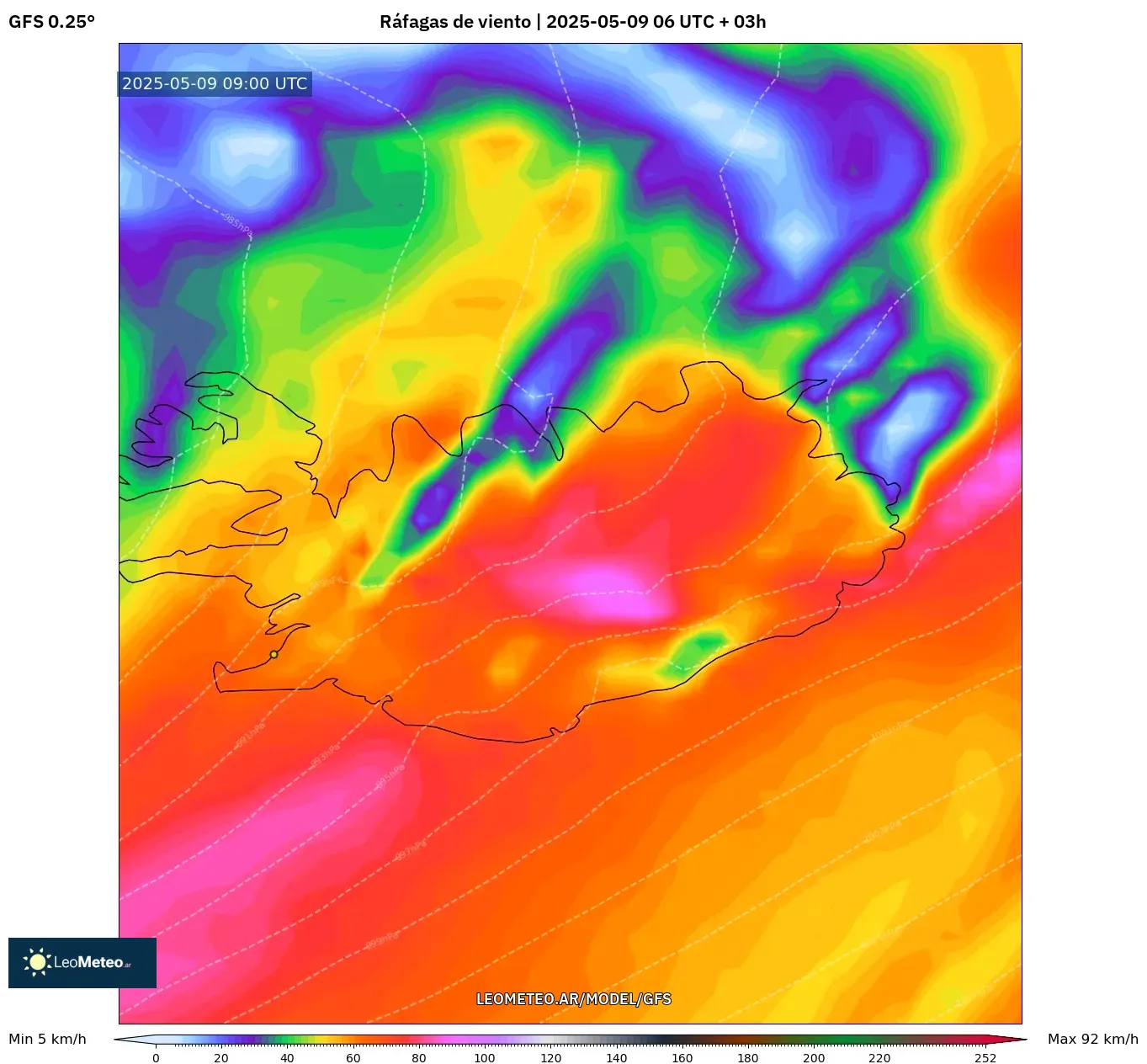 GFS - Argentina, Ráfagas de viento GFS - Argentina, Ráfagas de viento